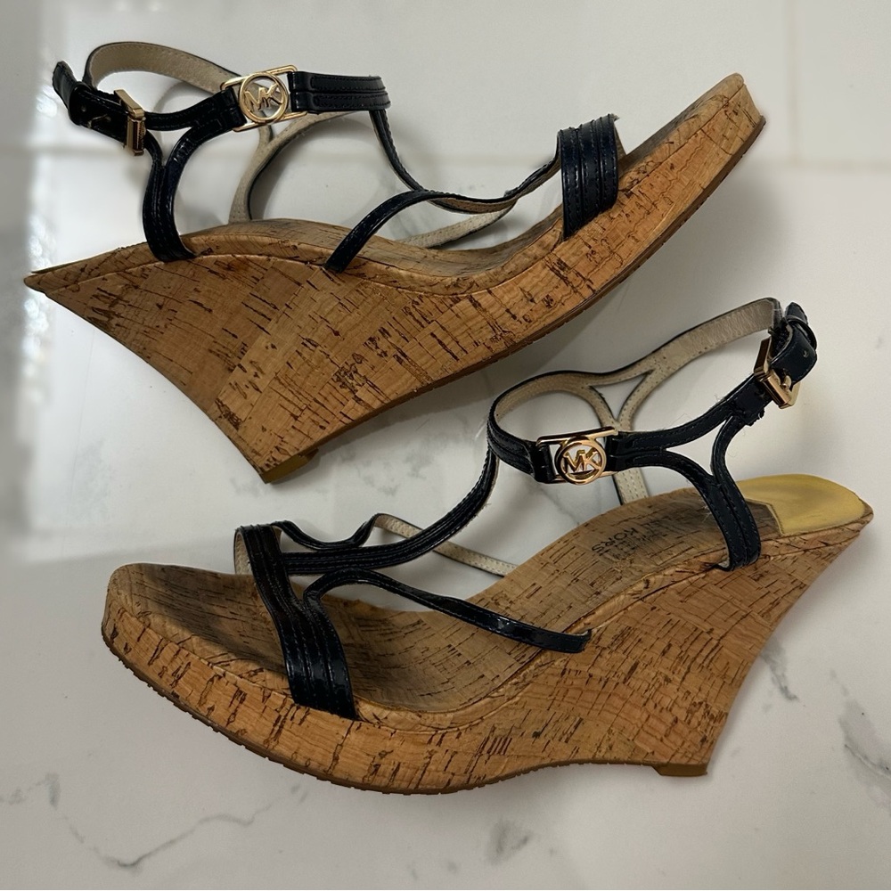 Michael Kors | Cork | Navy Patent Wedge